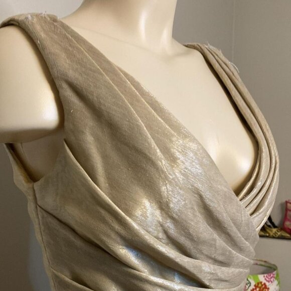 Roland Nivelais Bergdorf Goodman Gold Long Dress. - Picture 6 of 6